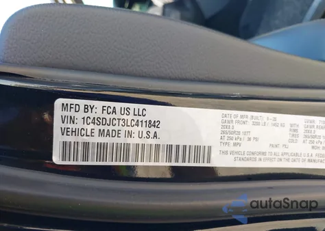 2020 Dodge Durango R/T Awd from USA, damaged, VIN 1C4SDJCT3LC411842